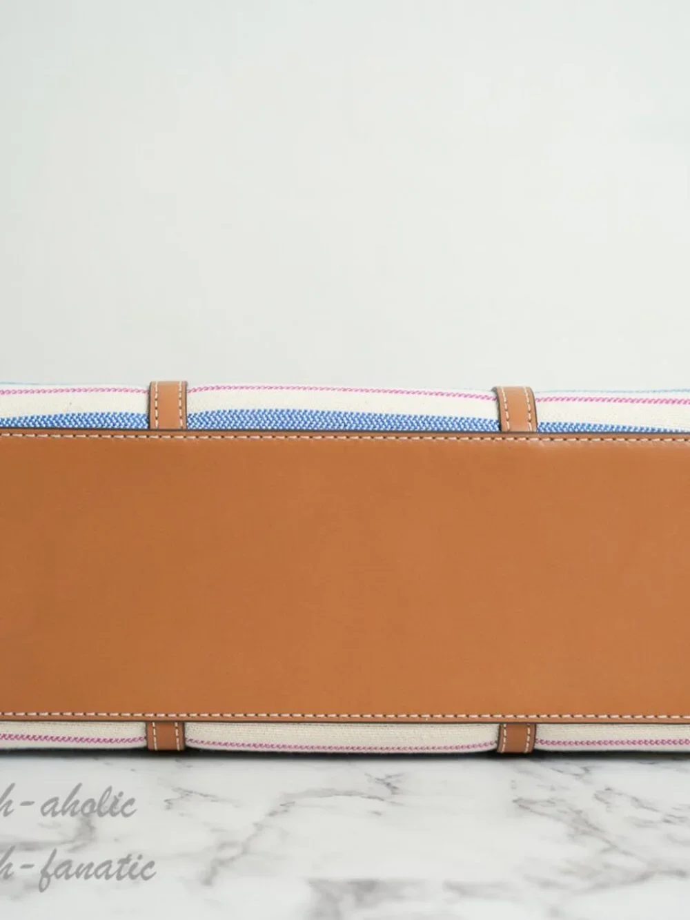 Tory Burch Blake Stripe Canvas Small Tote Crossbody in Multi / Walnut NWT